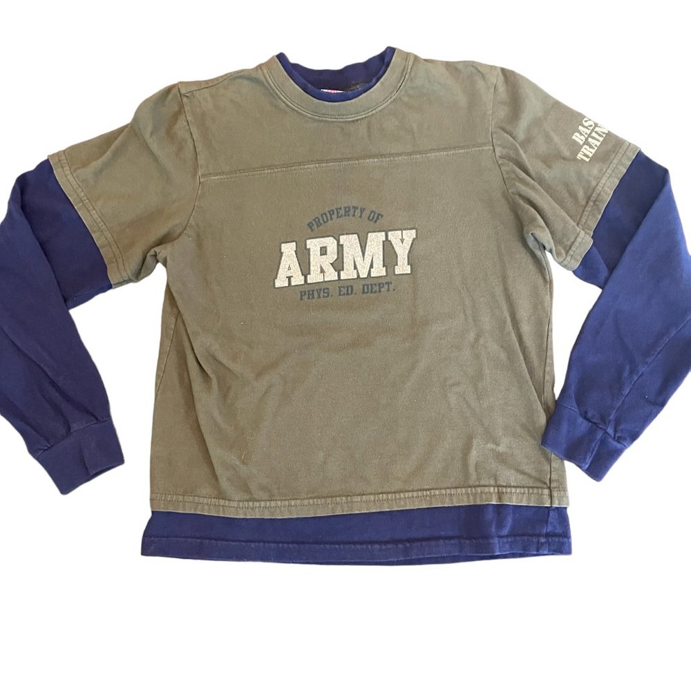 Ragdolll Boys Size Medium Long Sleeve Army Shirt